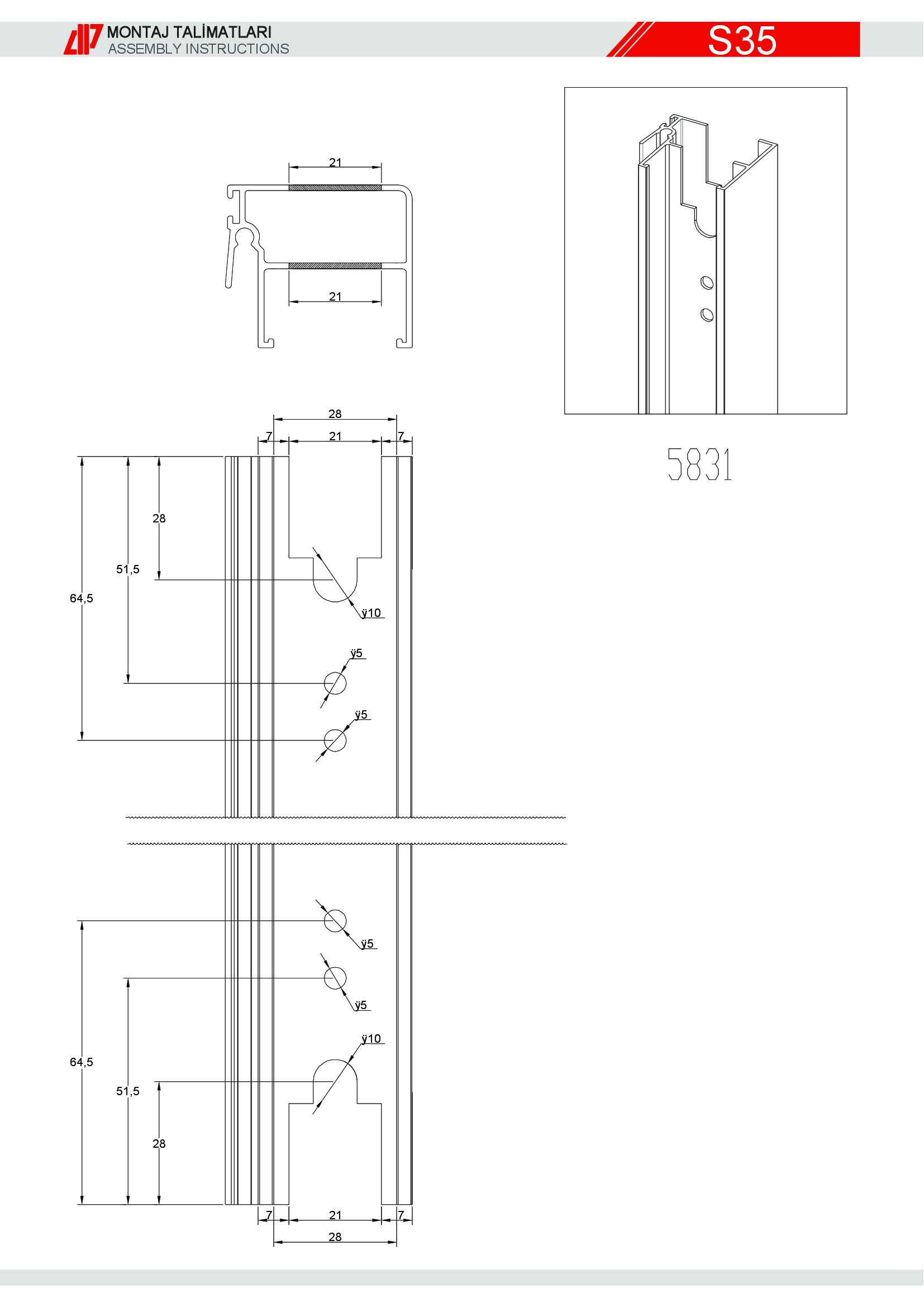Sürme Yalıtımsız Alüminyum 35